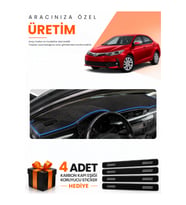 TOYOTA COROLLA E170 (2012-2018) Uyumlu Torpido Koruma Örtüsü Oto Kılıfı - Siyah Mavi