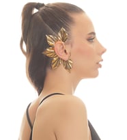 Kadın Altın Renk Lak Kaplama Zirkon Taşlı Yaprak Stilizesi Sağ Kulak Earcuff&Kıkırdak Küpe