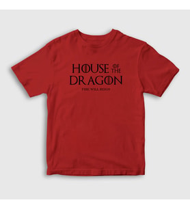 Presmono Unisex Çocuk Kırmızı Fire Will Reign House Of The Dragon T-Shirt 344417tt (Kırmızı)