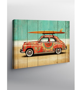 Kanvas Tablo Surf Tahtalı Retro Araba