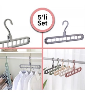 9 Bölmeli Yer Tasarrufu Sağlayan Katlanır Sihirli Elbise Askısı (5'li Set) 5 Adet Sihirli Elbise Askısı (Çok Renkli)