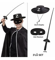 Zorro Kostüm Seti 3’lü Çocuk – Şapka, Maske ve