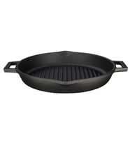 Lava Döküm Yuvarlak Izgara Tavası Döküm Demir Yekpare Çift Kulplu Konkav Taban 15mm. Çap(Ø)30cm.