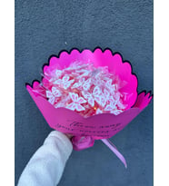 Pembe  Kelebek Buketi, Sevgiliye Hediye, Sevgililer Günü Hediyesi, Işıklı Kelebek Buketi