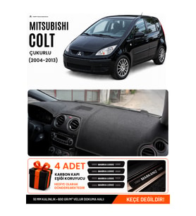 MITSUBISHI COLT ÇUKURLU (2004-2013) Uyumlu Torpido Örtüsü Torpido Kılıfı - Siyah