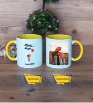 Ütopyalar Güzeldir Kupa Bardak Sarı Fotoğraflı Doğum Günü Hediyesi