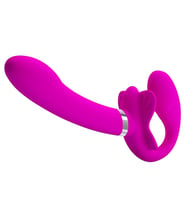 USb Şarjlı Çift Taraflı Strapon Teknolojik G-Spot Vajinal Vibratör (Fuşya)