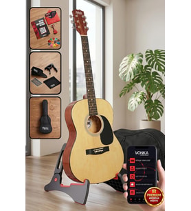 Midex RG-550NT Pack Kaliteli Natural 40 İnç Akustik Gitar Seti 4/4 Yetişkin