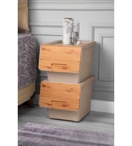 Technow Motek 12 Litre Bambu Desen Tekerlekli Tekli Organizer 2 Adet 