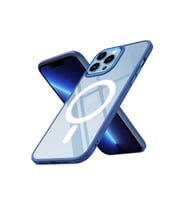 Apple iPhone 13 Pro Uyumlu Kılıf Wireless Şarj Özellikli Zore Krom M-safe Silikon Kapak (Lacivert)