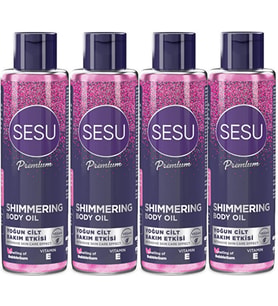 Sesu Simli Cilt Bakım Yağı 150ML (Shımmering Body Oıl) (4 Lü Set)