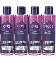 Sesu Simli Cilt Bakım Yağı 150ML (Shımmering Body Oıl) (4 Lü Set)