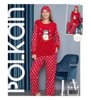 Polar Kırmızı Puanlı Kardan Adam Pijama Takım Polkan 17847
