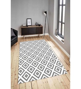 Dijital Baskılı Yıkanabilir Kaymaz Modern Renkli Salon Halısı Mutfak Halısı Yolluk ND-HY-812 (Gri)
