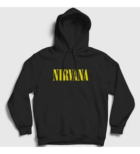 Presmono Unisex Kırmızı Yellow Nirvana Kapüşonlu Sweatshirt 99938tt (Siyah)