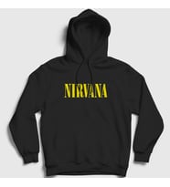 Presmono Unisex Kırmızı Yellow Nirvana Kapüşonlu Sweatshirt 99938tt (Siyah)