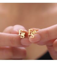 925 Ayar Gümüş İki Harfli Küpe (Gold)