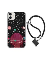 Iphone 13 Mini Uyumlu Kılıf Desenli Silikon Boyun Askılı Space Woman 1311