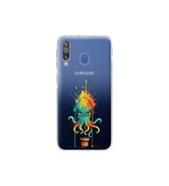 Samsung Galaxy M30 ile uyumlu Splash ahtapot tasarımlı şeffaf silikon kılıf