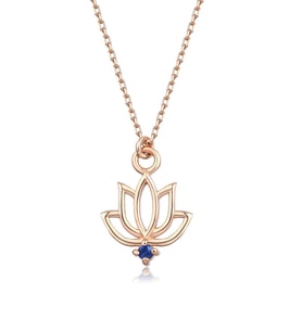 Safir Lotus Çiçeği Kolye