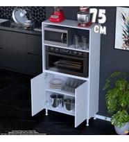 Eliusta Duru 75 cm Çift Kapaklı Mutfak Kiler Dolabı Raflı Mikrodalga Fırın Standı Banyo Dolabı 75x150x32 cm