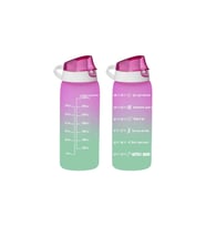 Herevin Matara Çift Renk Boyalı Ölçü Baskılı Pembe 1 Litre Motivasyon Matara (Karışık)