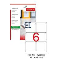Bilgisayar Etiketi Tw-2006 99,1x93,1 mm 100 Lü Lazer Etiket 1 Paket Tanex Davetiye Kargo Koli Kutu Etiketi (Beyaz)