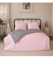 Kişilik Nevresim Seti (Nevresim + Yastık kılıfı) (Gri Pembe)