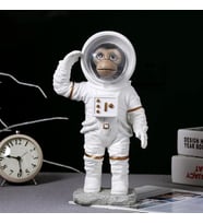 Modern Astronot Maymun Figür Biblo 13 cm Ev Ofis Masa Süsü Dekoratif Uzay Temalı Hediyelik Heykel (Beyaz)