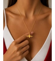 Kişiye Özel 925 Ayar Gümüş Uçak Figürlü Kolye (Gold)