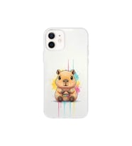 iPhone 12 ile Uyumlu Splash Kapibara Tasarımlı Şeffaf Silikon Kılıf
