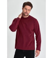Erkek Bordo Çift Bisiklet Yaka Standart Rahat Kesim Sweatshirt