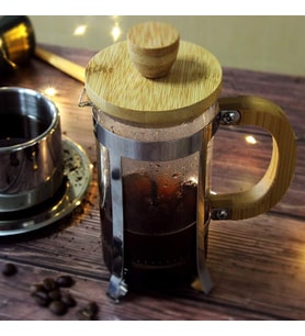 Ahşap Detaylı 350 ml Cam French Press (Standart)