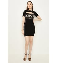 Kadın Önü Pencere Detaylı Bodycon Elbise (Siyah)