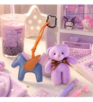 Sevimli Peluş Ayıcık & Kanatlı At Charm Anahtarlık Seti