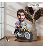BK Gift Kişiye Özel Erkek Motorcu Karikatürlü Büyük Boy Ahşap Biblo-1, Arkadaşa Hediye , Sevgiliye Hediye, Kişiye Özel Biblolar