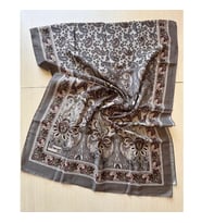 Polo Craft Soft Osmanlı Desen Şal 70 x 180 (Koyu Gri - Krem)