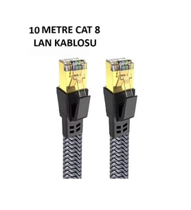 Cat 8 LAN Kablosu –Ethernet Kablosu Örgü Kaplama, Yüksek Hızlı (10 METRE)