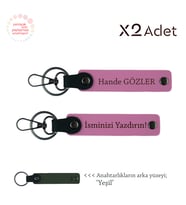 Yılbaşı İçin Zarif Hediye, İsim & Soyisim Kişiselleştirilmiş 2’li Anahtarlık, Pembe-Yeşil