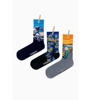 Unisex Renkli 3'lü Art Socks Desenli Çorap
