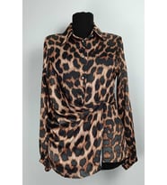 Leopar Desenli Bluz Kahverengi T1700