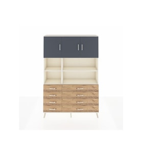 Arges Dolap 8 Raflı 8 Çekmeceli 3 Kapaklı 132x30x195 Aytaşı-Antrasit/Çam