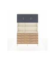 Arges Dolap 8 Raflı 8 Çekmeceli 3 Kapaklı 132x30x195 Aytaşı-Antrasit/Çam