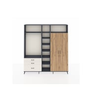 Arges Dolap 10 Raflı 3 Çekmeceli 2 Askılı 220x30x243 Antrasit-Çam/Aytaşı