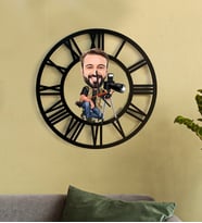Kişiye Özel Magazinci Karikatür 3D Ahşap Mdf Duvar Saati 174