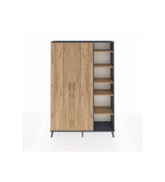 Arges Gardrop 7 Raflı 2 Kapaklı Tek Askılı 132x30x195 Antrasit-Çam