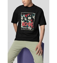 Müzik Grubu Rock Metal Highway To Hell Baskılı Unisex Tişört, Oversize AC DC Tişört