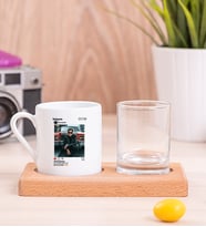 Kişiye Özel İnstagram Tasarım Fotoğraflı Ahşap Sunumlu Kahve Fincanı