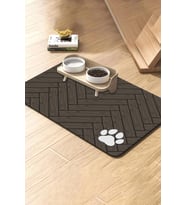 MAtGo Pati Parke Desen Kahverengi Beslenme Matı Kaymaz Sıvı Geçirmez Kedi Köpek Mama Paspası 50x70cm