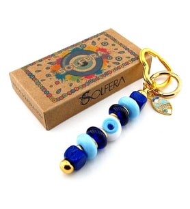 Mavi Cam Nazar Boncuklu Çanta Süsü Balık Charm Anahtarlık KY079